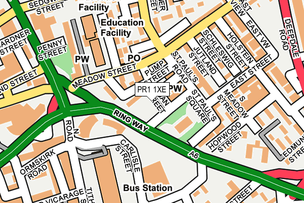 PR1 1XE map - OS OpenMap – Local (Ordnance Survey)