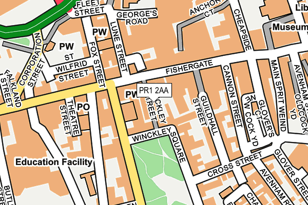 PR1 2AA map - OS OpenMap – Local (Ordnance Survey)
