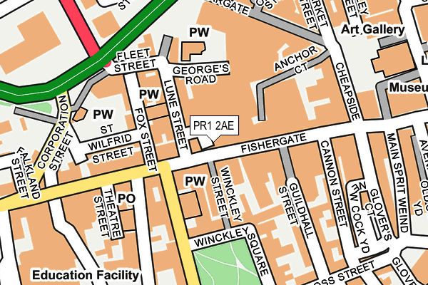 PR1 2AE map - OS OpenMap – Local (Ordnance Survey)