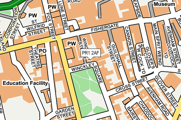 PR1 2AF map - OS OpenMap – Local (Ordnance Survey)