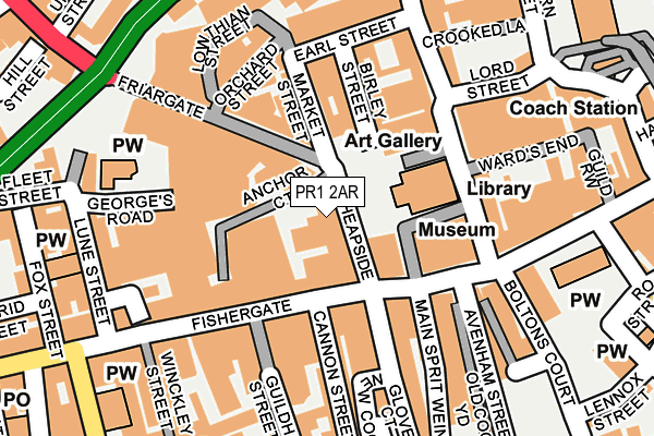 PR1 2AR map - OS OpenMap – Local (Ordnance Survey)