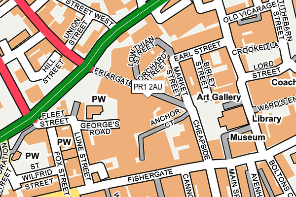 PR1 2AU map - OS OpenMap – Local (Ordnance Survey)