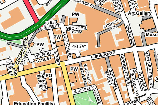 PR1 2AY map - OS OpenMap – Local (Ordnance Survey)