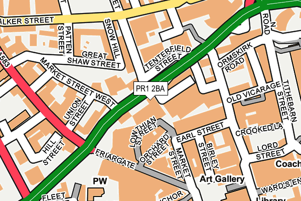 PR1 2BA map - OS OpenMap – Local (Ordnance Survey)