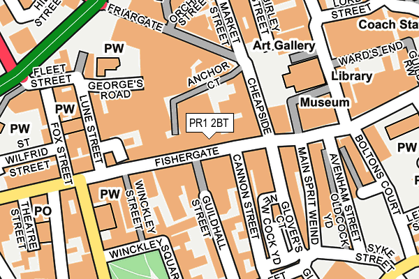 PR1 2BT map - OS OpenMap – Local (Ordnance Survey)