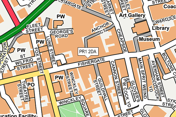 PR1 2DA map - OS OpenMap – Local (Ordnance Survey)