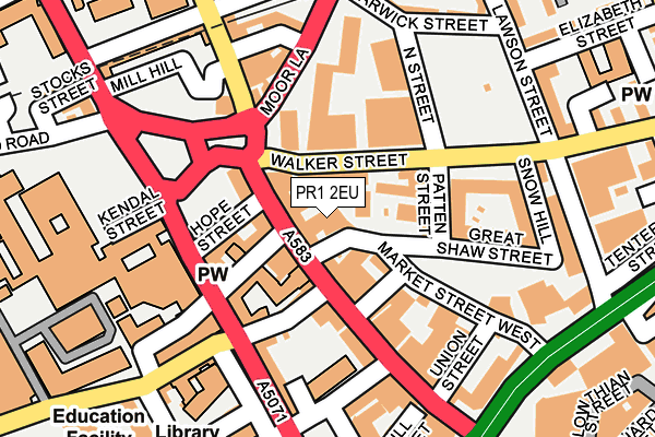 PR1 2EU map - OS OpenMap – Local (Ordnance Survey)
