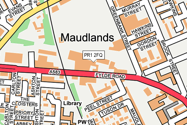 PR1 2FQ map - OS OpenMap – Local (Ordnance Survey)