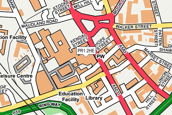 PR1 2HE map - OS OpenMap – Local (Ordnance Survey)