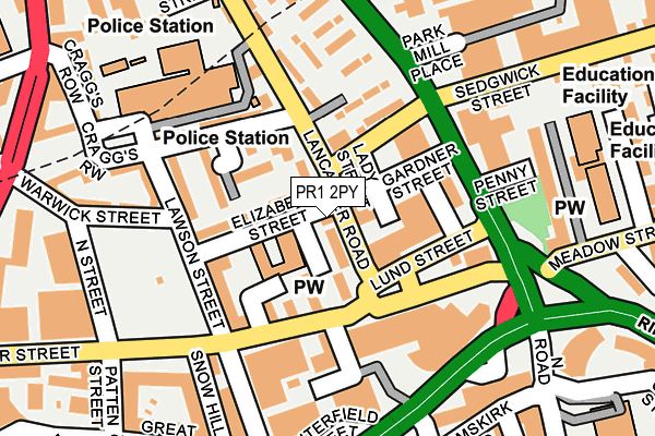 PR1 2PY map - OS OpenMap – Local (Ordnance Survey)