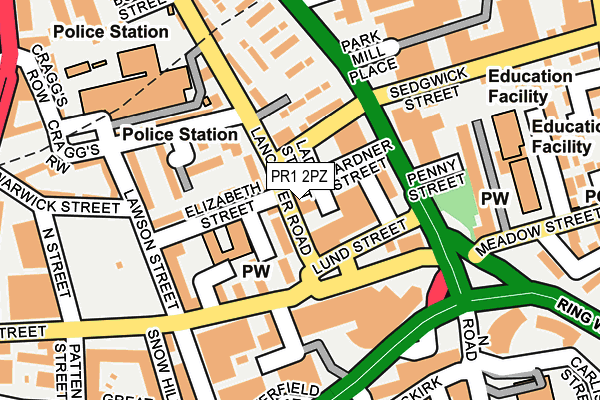 PR1 2PZ map - OS OpenMap – Local (Ordnance Survey)