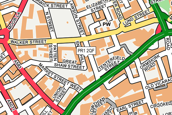 PR1 2QF map - OS OpenMap – Local (Ordnance Survey)