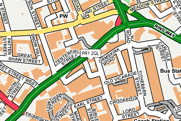 PR1 2QL map - OS OpenMap – Local (Ordnance Survey)