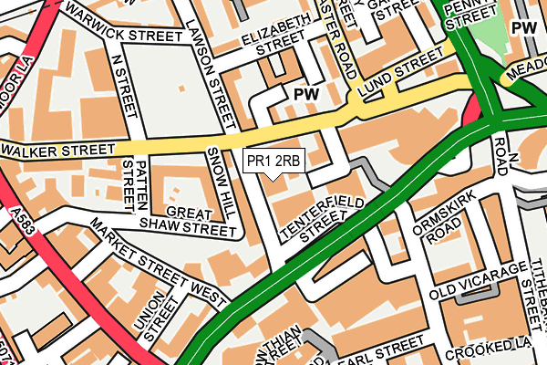 PR1 2RB map - OS OpenMap – Local (Ordnance Survey)