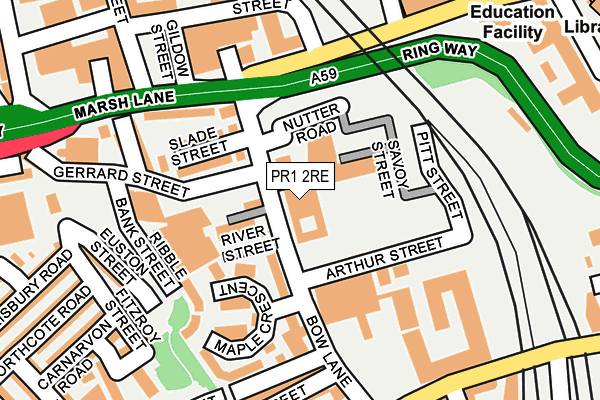 PR1 2RE map - OS OpenMap – Local (Ordnance Survey)