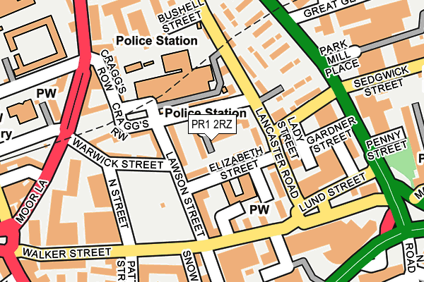 PR1 2RZ map - OS OpenMap – Local (Ordnance Survey)