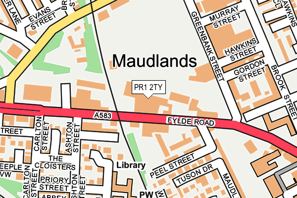 PR1 2TY map - OS OpenMap – Local (Ordnance Survey)