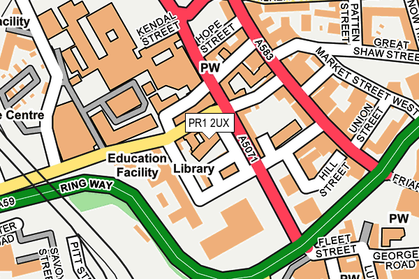 PR1 2UX map - OS OpenMap – Local (Ordnance Survey)