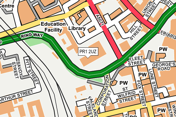 PR1 2UZ map - OS OpenMap – Local (Ordnance Survey)