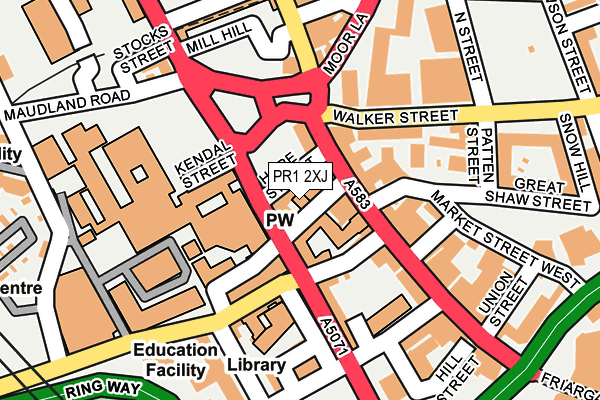 PR1 2XJ map - OS OpenMap – Local (Ordnance Survey)