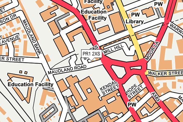 PR1 2XS map - OS OpenMap – Local (Ordnance Survey)