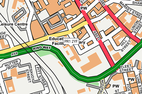 PR1 2YF map - OS OpenMap – Local (Ordnance Survey)