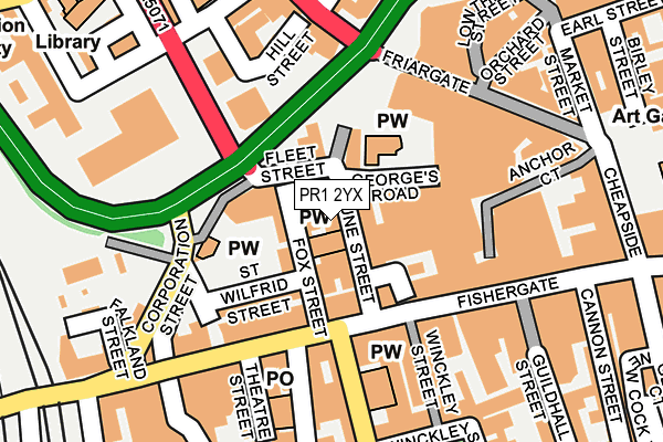 PR1 2YX map - OS OpenMap – Local (Ordnance Survey)