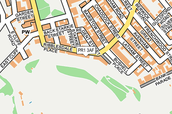 PR1 3AF map - OS OpenMap – Local (Ordnance Survey)