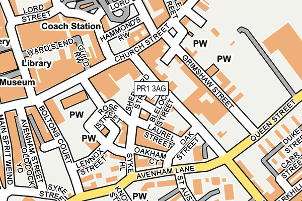 PR1 3AG map - OS OpenMap – Local (Ordnance Survey)