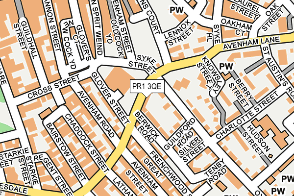PR1 3QE map - OS OpenMap – Local (Ordnance Survey)