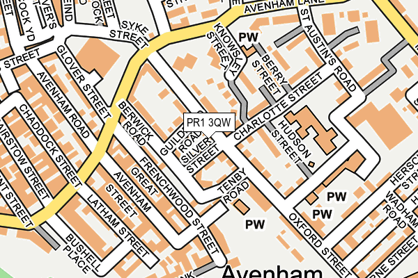 PR1 3QW map - OS OpenMap – Local (Ordnance Survey)