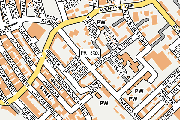 PR1 3QX map - OS OpenMap – Local (Ordnance Survey)