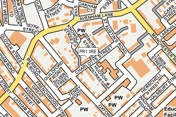 PR1 3RE map - OS OpenMap – Local (Ordnance Survey)