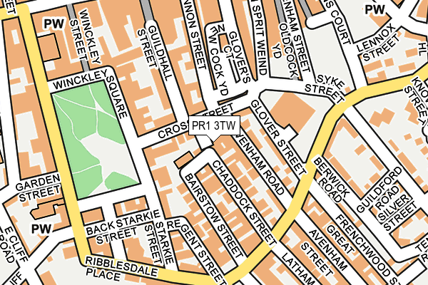 PR1 3TW map - OS OpenMap – Local (Ordnance Survey)