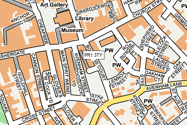 PR1 3TY map - OS OpenMap – Local (Ordnance Survey)