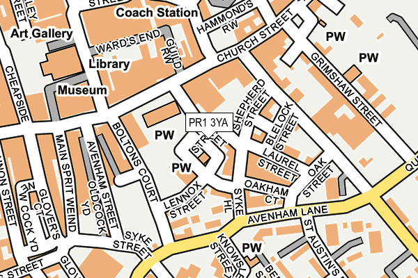 PR1 3YA map - OS OpenMap – Local (Ordnance Survey)