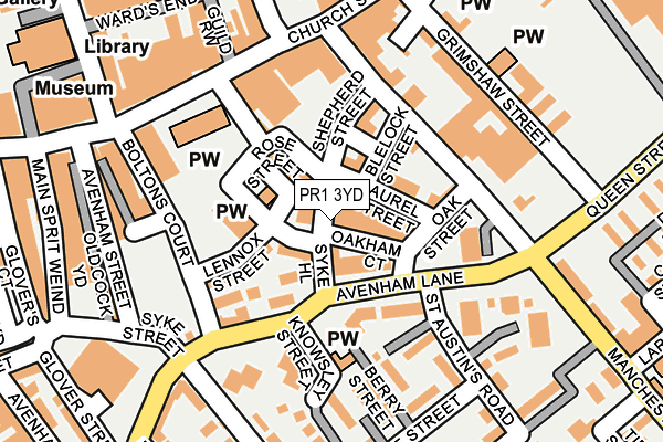 PR1 3YD map - OS OpenMap – Local (Ordnance Survey)