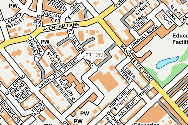 PR1 3YJ map - OS OpenMap – Local (Ordnance Survey)
