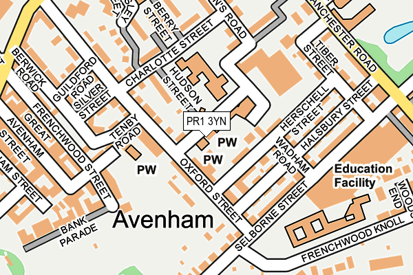 PR1 3YN map - OS OpenMap – Local (Ordnance Survey)