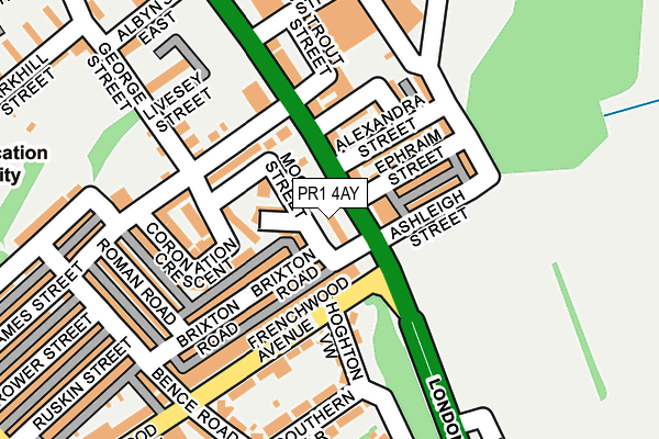 PR1 4AY map - OS OpenMap – Local (Ordnance Survey)