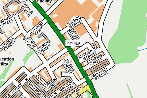 PR1 4BA map - OS OpenMap – Local (Ordnance Survey)