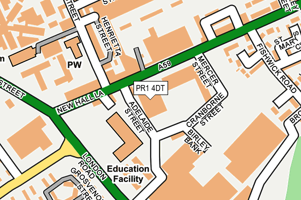 PR1 4DT map - OS OpenMap – Local (Ordnance Survey)
