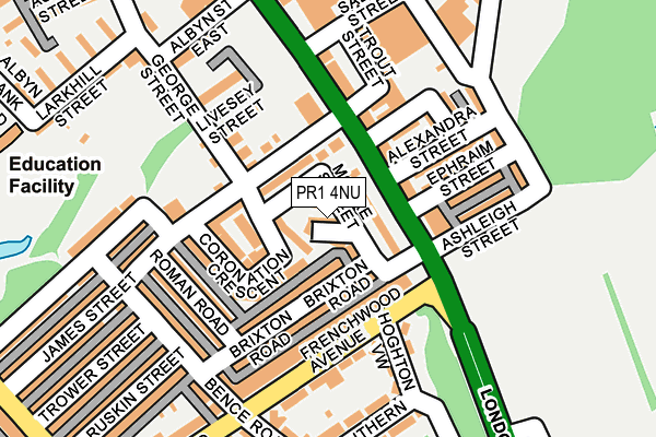 PR1 4NU map - OS OpenMap – Local (Ordnance Survey)