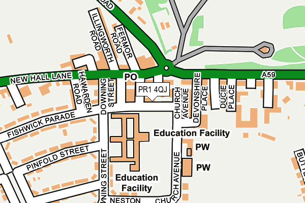 PR1 4QJ map - OS OpenMap – Local (Ordnance Survey)
