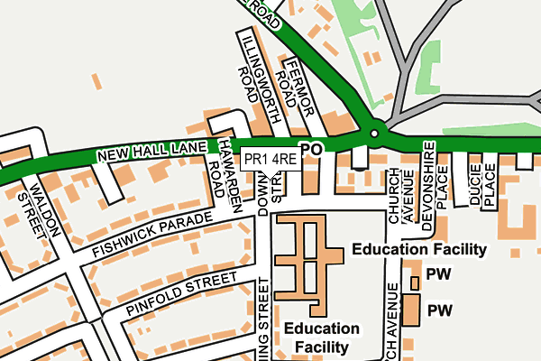PR1 4RE map - OS OpenMap – Local (Ordnance Survey)