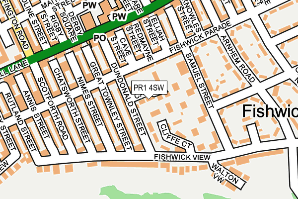 PR1 4SW map - OS OpenMap – Local (Ordnance Survey)