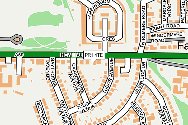 PR1 4TE map - OS OpenMap – Local (Ordnance Survey)