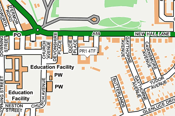 PR1 4TF map - OS OpenMap – Local (Ordnance Survey)