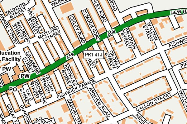 PR1 4TJ map - OS OpenMap – Local (Ordnance Survey)