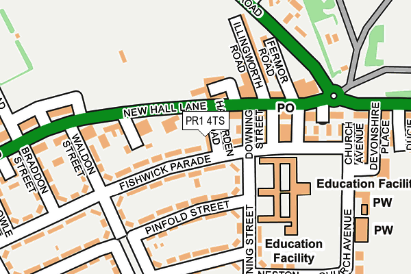 PR1 4TS map - OS OpenMap – Local (Ordnance Survey)